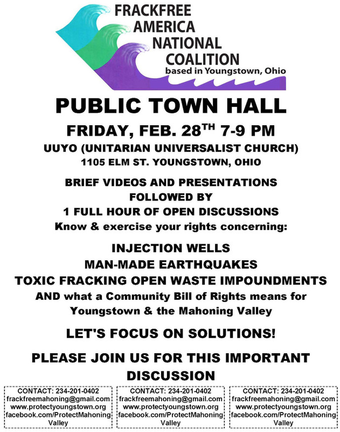 Youngstown, Ohio Public TownHall Feb 28 7-9pm